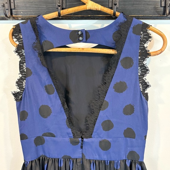 Anthropologie Corey Lynn Calter Polka Dot Lace Trim Open Back Dress Size 6 - Picture 7 of 10